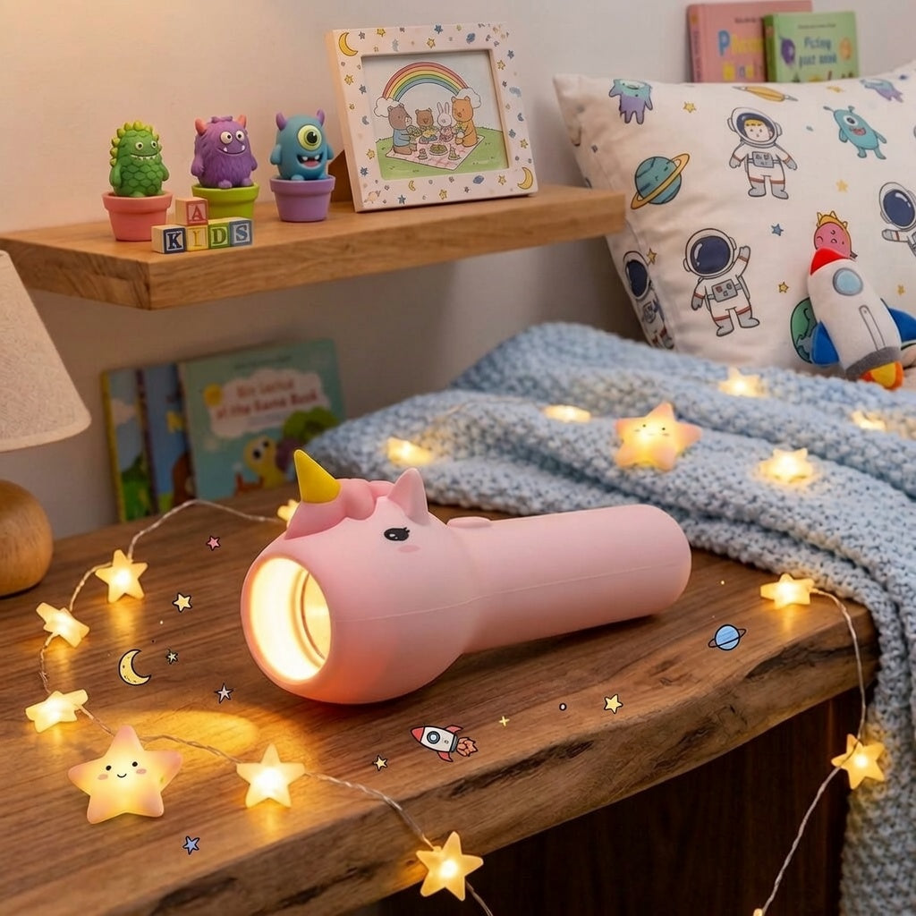 Unicorn Rechargeable Kids Flashlight, Toy Light with Hanging Lanyard